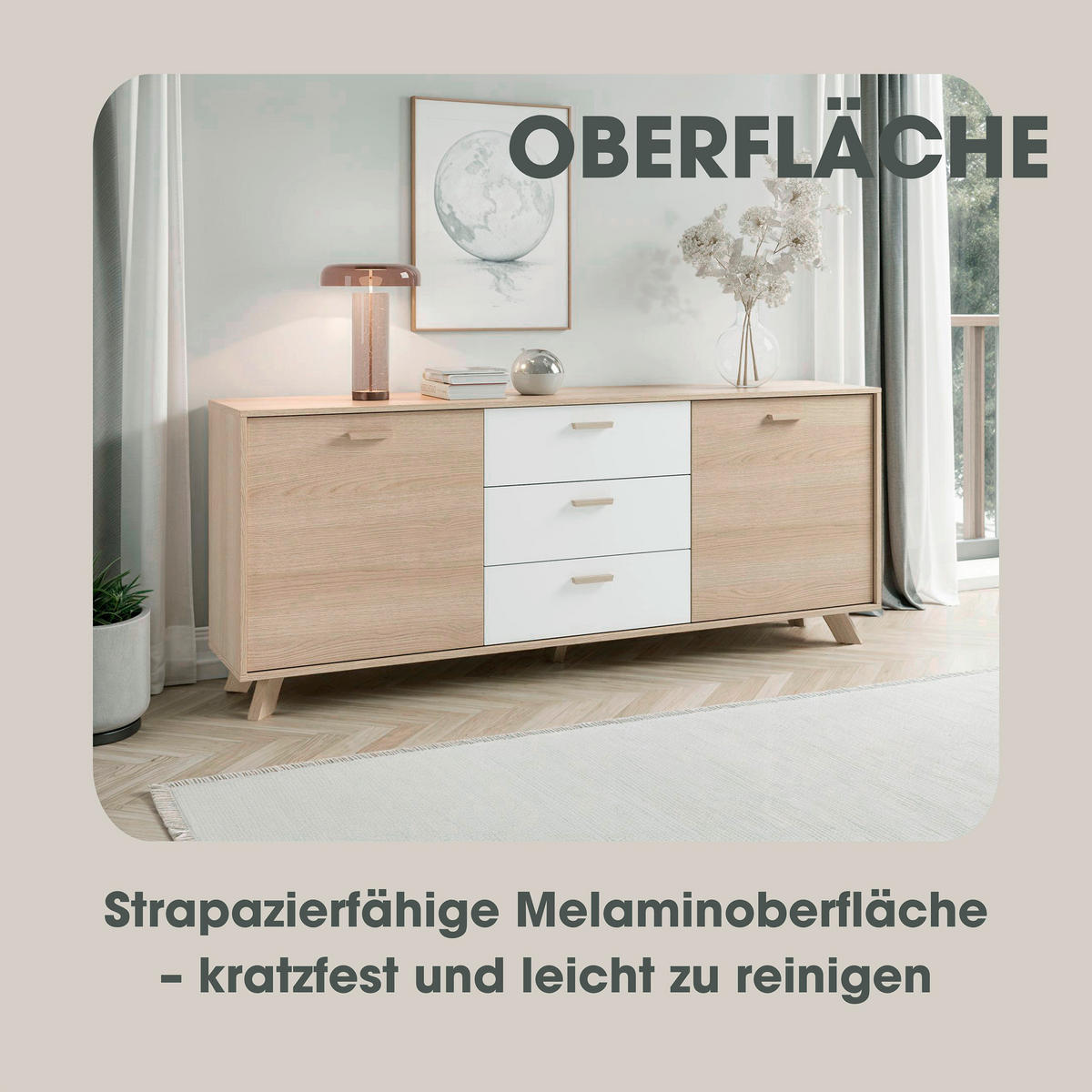 SIDEBOARD 180/72,5/36,5 cm  - Eiche Bianco/Eichefarben, Design, Holz/Holzwerkstoff (180/72,5/36,5cm) - MID.YOU