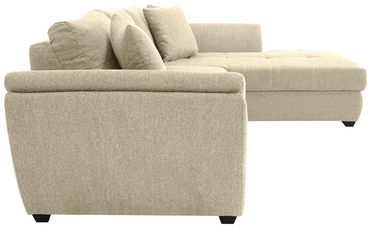 ECKSOFA in Webstoff Beige  - Beige/Schwarz, Design, Kunststoff/Textil (278/187cm) - Livetastic