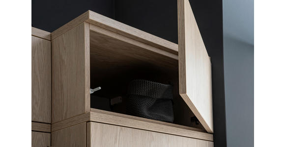 GARDEROBE 10-teilig in 250/233/59 cm - Eichefarben/Weiß, Design, Holzwerkstoff/Textil (250/233/59cm) - Moderano