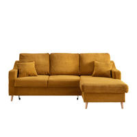 ECKSOFA Cord Goldfarben  - Goldfarben/Naturfarben, Design, Holz/Textil (228/150cm) - P & B