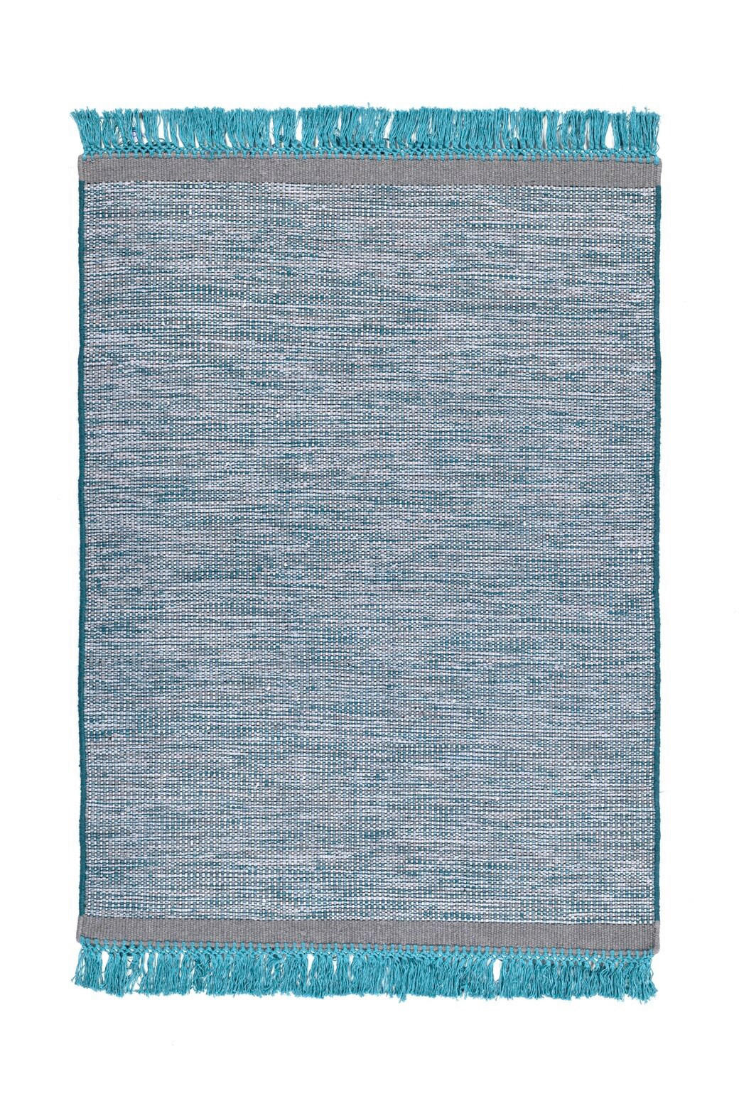 HANDWEBTEPPICH Wohnzimmer 170/240 cm Blau, Grau rechteckig  - Blau/Grau, Basics, Textil (170/240cm) - Kayoom