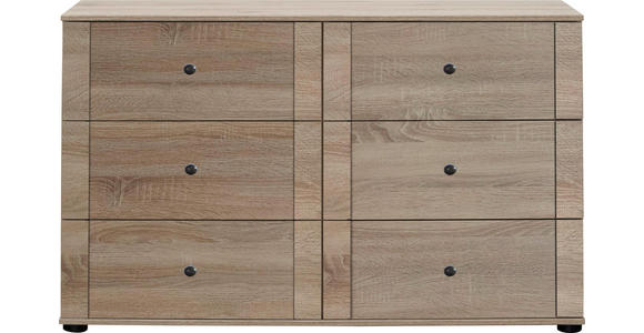 KOMMODE 130/83/41 cm - Eichefarben/Schwarz, KONVENTIONELL, Holzwerkstoff/Kunststoff (130/83/41cm) - Cantus