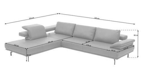ECKSOFA in Echtleder Brombeere - Anthrazit/Brombeere, Design, Leder/Metall (255/325cm) - Dieter Knoll