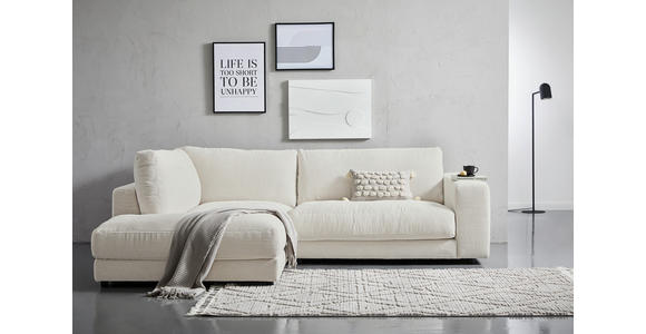 ECKSOFA in Cord Creme  - Creme/Schwarz, Design, Kunststoff/Textil (224/265cm) - Hom`in