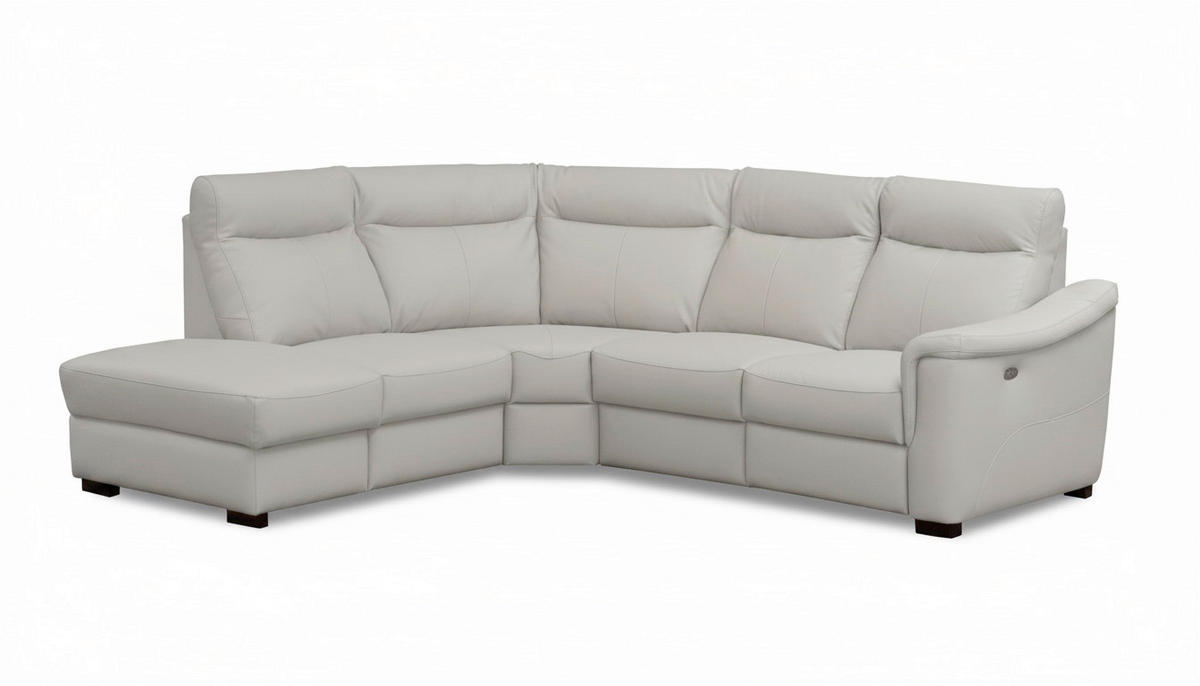 ECKSOFA Lederlook Echtleder Platinfarben  - Platinfarben/Wengefarben, Design, Leder/Holz (229/260cm) - Livetastic