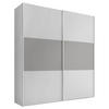 SCHWEBETÜRENSCHRANK in Weiss, Hellgrau  - Weiss/Hellgrau, Holzwerkstoff/Metall (200/222/68cm) - Moderano