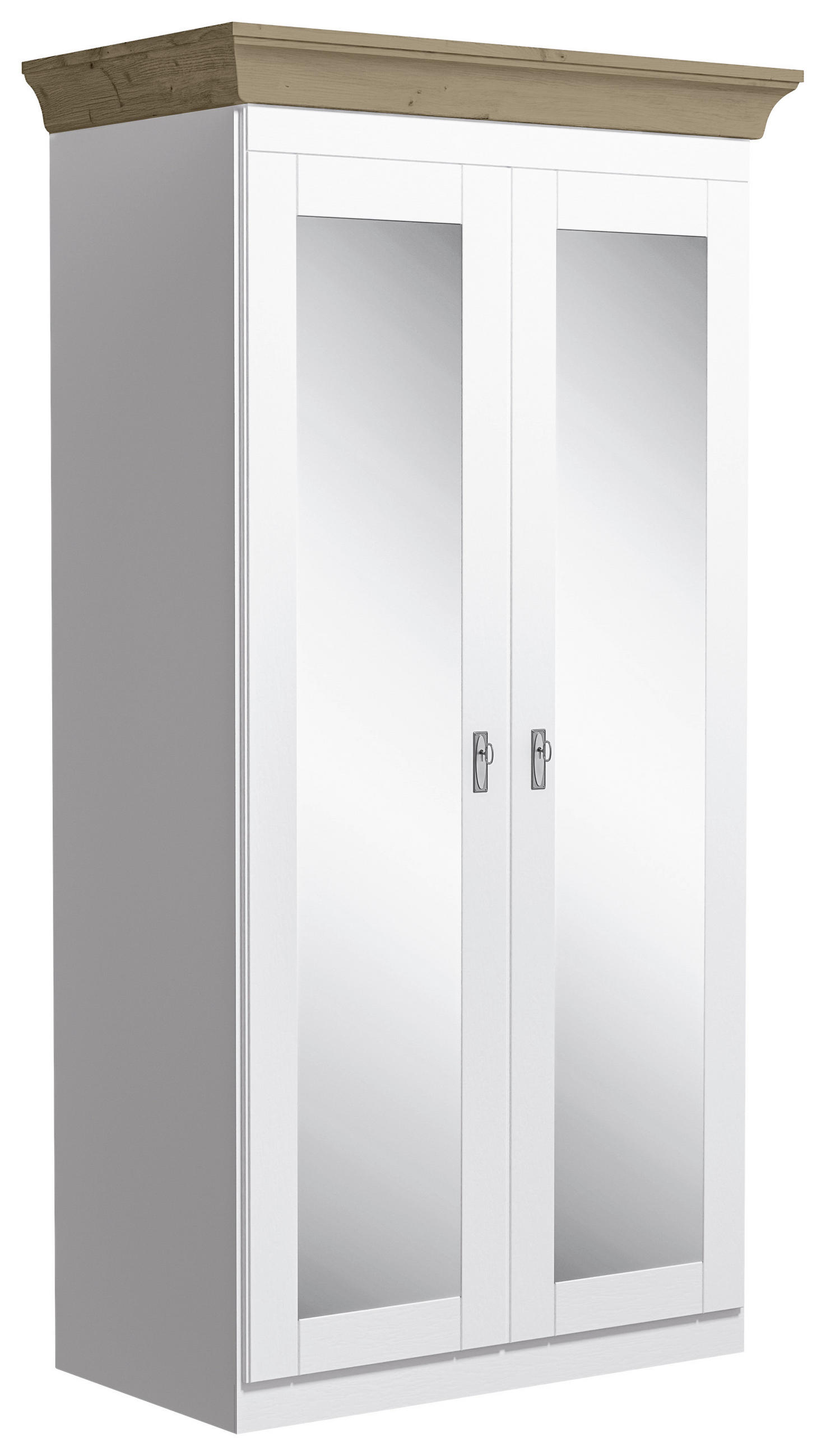 DREHTÜRENSCHRANK 108/210/64 cm,  in Klar, Weiß, Laugenfarbig, 2-türig  - Klar/Laugenfarbig, ROMANTIK / LANDHAUS, Glas/Holz (108/210/64cm) - Boxxx