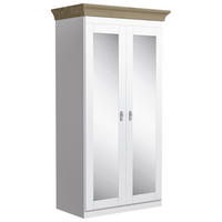 DREHTÜRENSCHRANK 108/210/64 cm,  in Klar, Weiß, Laugenfarbig, 2-türig  - Klar/Laugenfarbig, ROMANTIK / LANDHAUS, Glas/Holz (108/210/64cm) - Boxxx