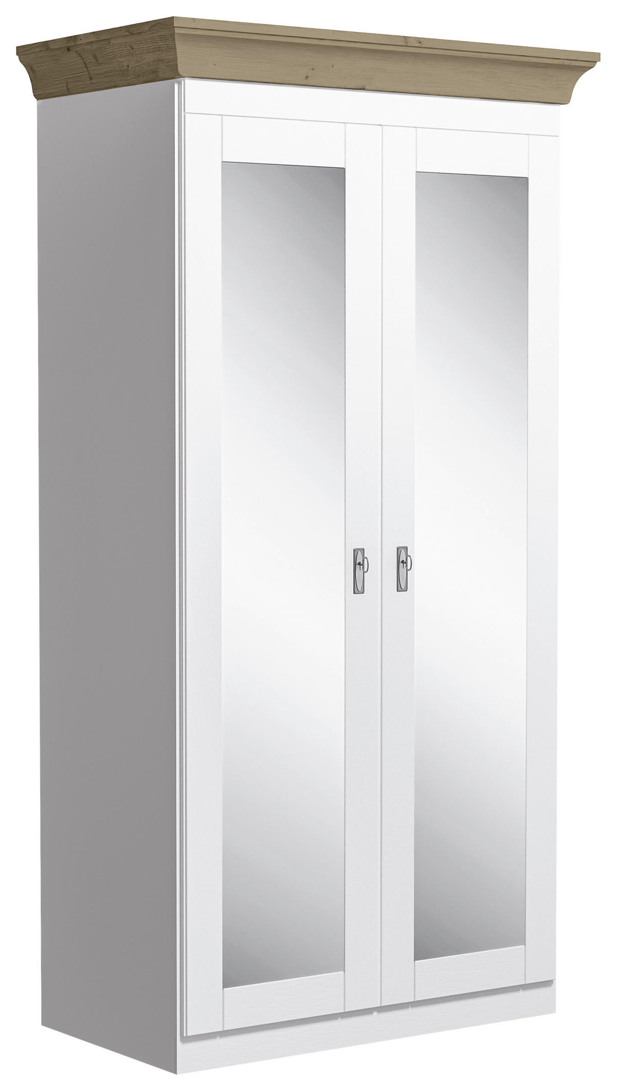 DREHTÜRENSCHRANK 108/210/64 cm,  in Klar, Weiß, Laugenfarbig, 2-türig  - Klar/Laugenfarbig, ROMANTIK / LANDHAUS, Glas/Holz (108/210/64cm) - Boxxx