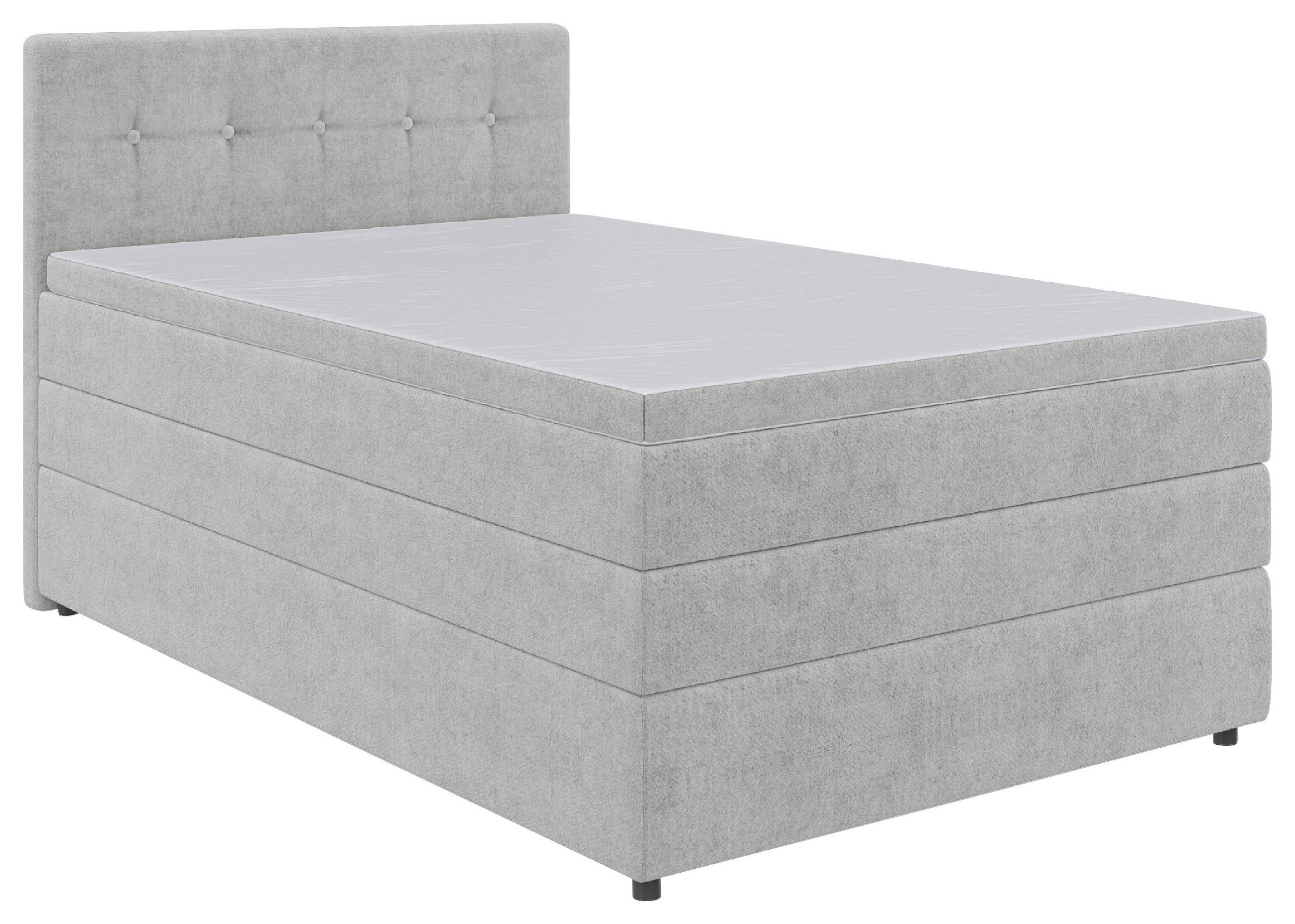 BOXSPRINGBETT 120/200 cm  in Hellgrau  - Hellgrau/Schwarz, KONVENTIONELL, Kunststoff/Textil (120/200cm) - Carryhome