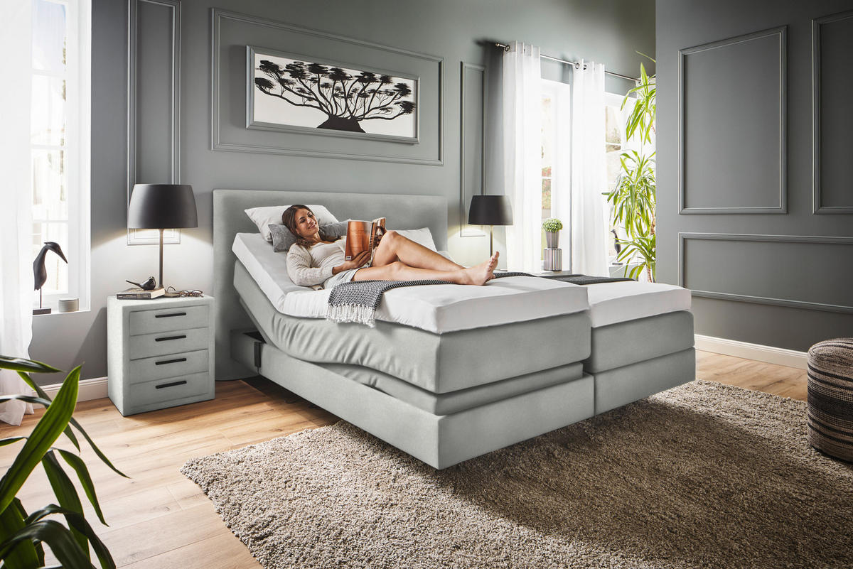 BOXSPRINGBETT 160/200 cm  in Hellgrau  - Hellgrau, Konventionell, Holz/Textil (160/200cm) - Dieter Knoll