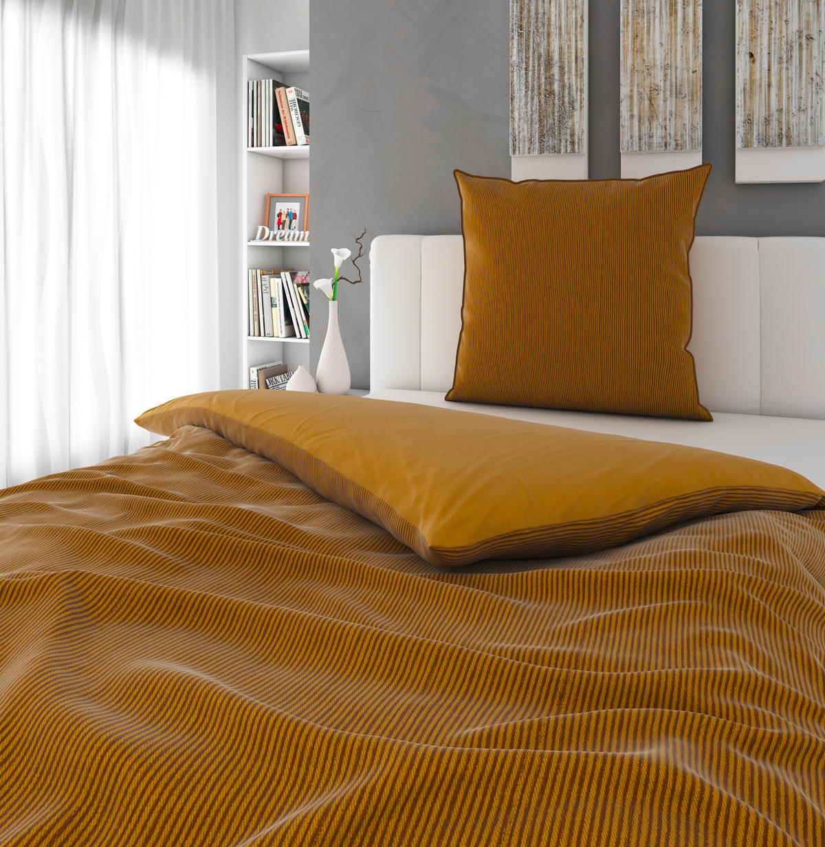 WENDEBETTWÄSCHE Satin 135/200 cm  - Goldfarben, Basics, Textil (135/200cm) - Bio:Vio