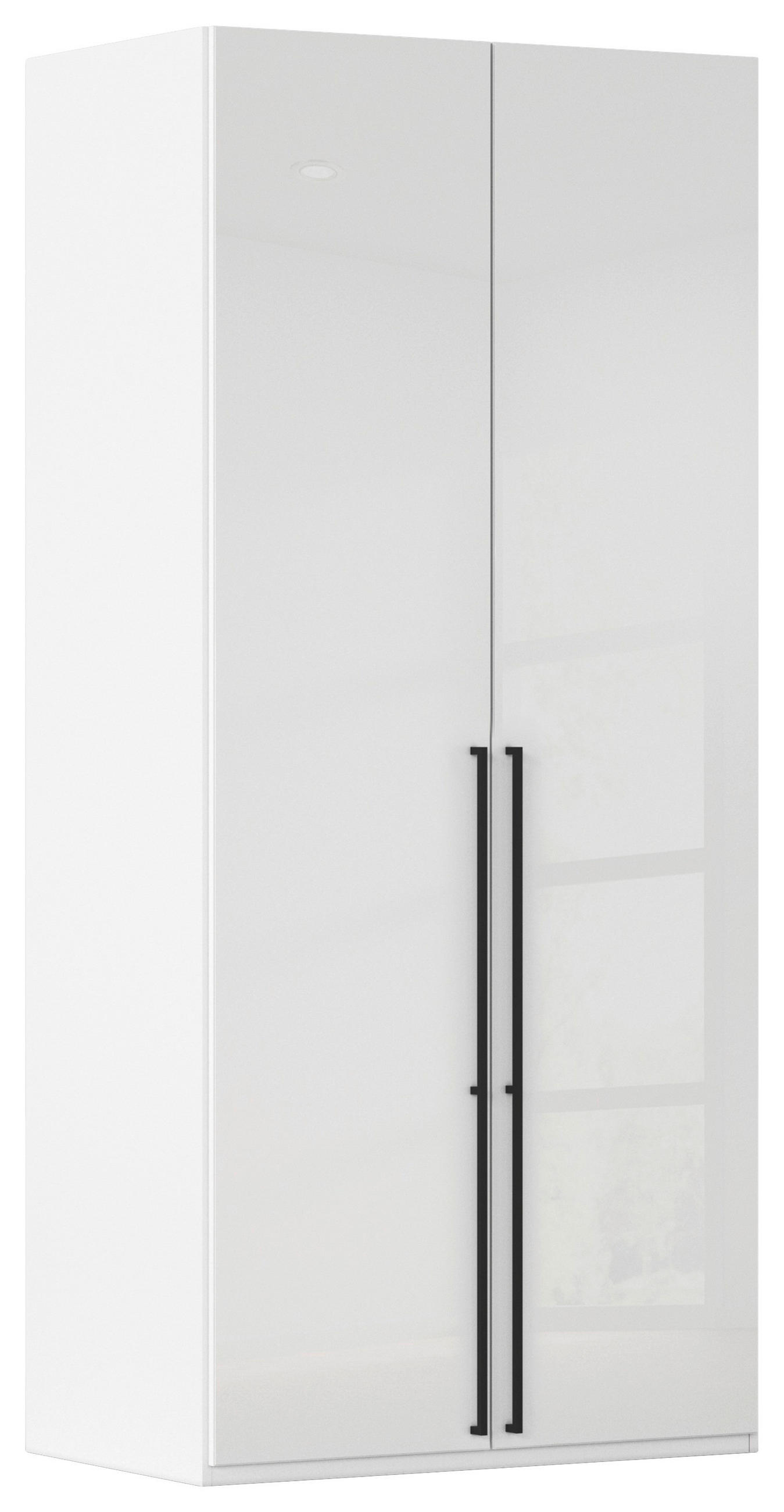 DREHTÜRENSCHRANK 101/223/61 cm,  in Weiß, Weiß Hochglanz, 2-türig  - Weiß Hochglanz/Schwarz, Basics, Holzwerkstoff/Metall (101/223/61cm) - Novel