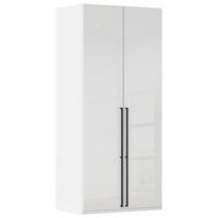 DREHTÜRENSCHRANK 101/235/61 cm,  in Weiß, Weiß Hochglanz, 2-türig  - Weiß Hochglanz/Schwarz, Basics, Holzwerkstoff/Metall (101/235/61cm) - Novel