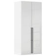 DREHTÜRENSCHRANK 101/235/61 cm,  in Weiß, Weiß Hochglanz, 2-türig  - Weiß Hochglanz/Schwarz, Basics, Holzwerkstoff/Metall (101/235/61cm) - Novel
