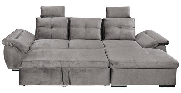 ECKSOFA  in Mikrovelours Hellgrau  - Hellgrau/Schwarz, KONVENTIONELL, Kunststoff/Textil (275/170cm) - Carryhome