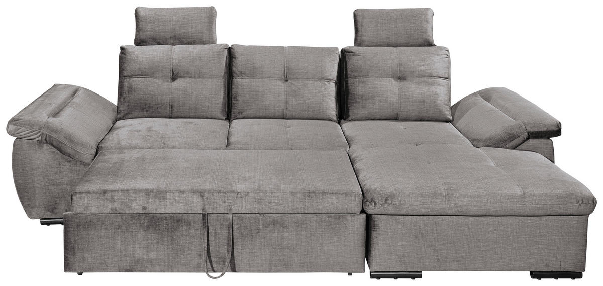 ECKSOFA in Mikrovelours Hellgrau  - Hellgrau/Schwarz, Konventionell, Kunststoff/Textil (275/170cm) - Carryhome