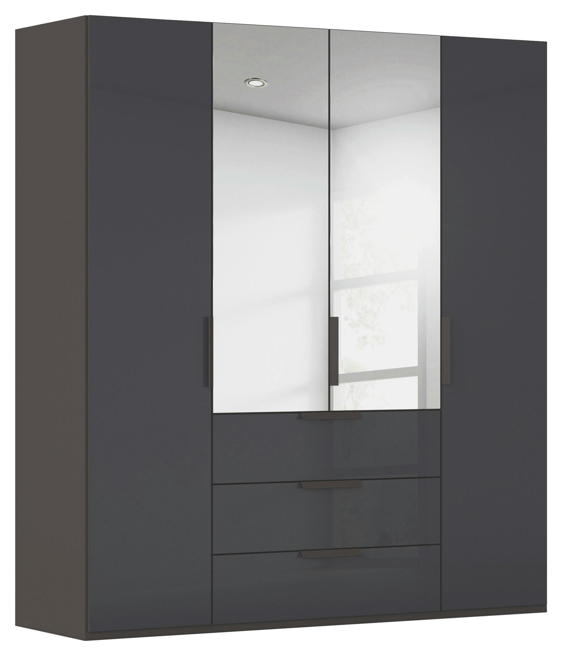 DREHTÜRENSCHRANK 201/223/61 cm,  in Graphitfarben, 4-türig  - Graphitfarben, Basics, Glas/Holzwerkstoff (201/223/61cm) - Novel