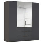 DREHTÜRENSCHRANK 201/223/61 cm,  in Graphitfarben, 4-türig  - Graphitfarben, Basics, Glas/Holzwerkstoff (201/223/61cm) - Novel