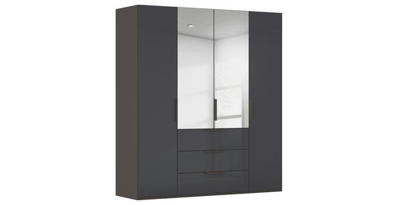 DREHTÜRENSCHRANK 201/223/61 cm,  in Graphitfarben, 4-türig  - Graphitfarben, Basics, Glas/Holzwerkstoff (201/223/61cm) - Novel