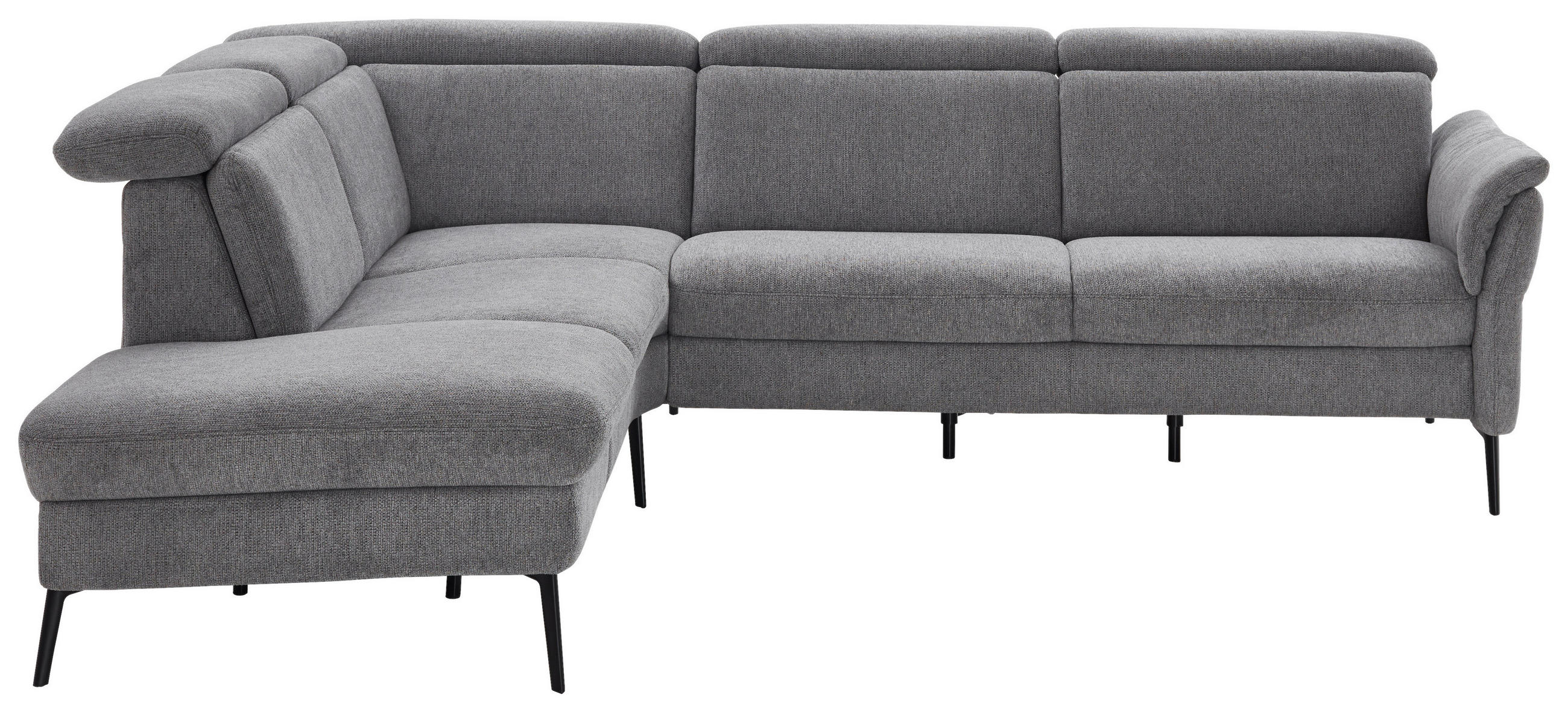ECKSOFA in Struktur Grau  - Schwarz/Grau, Modern, Textil/Metall (235/275cm) - Cantus