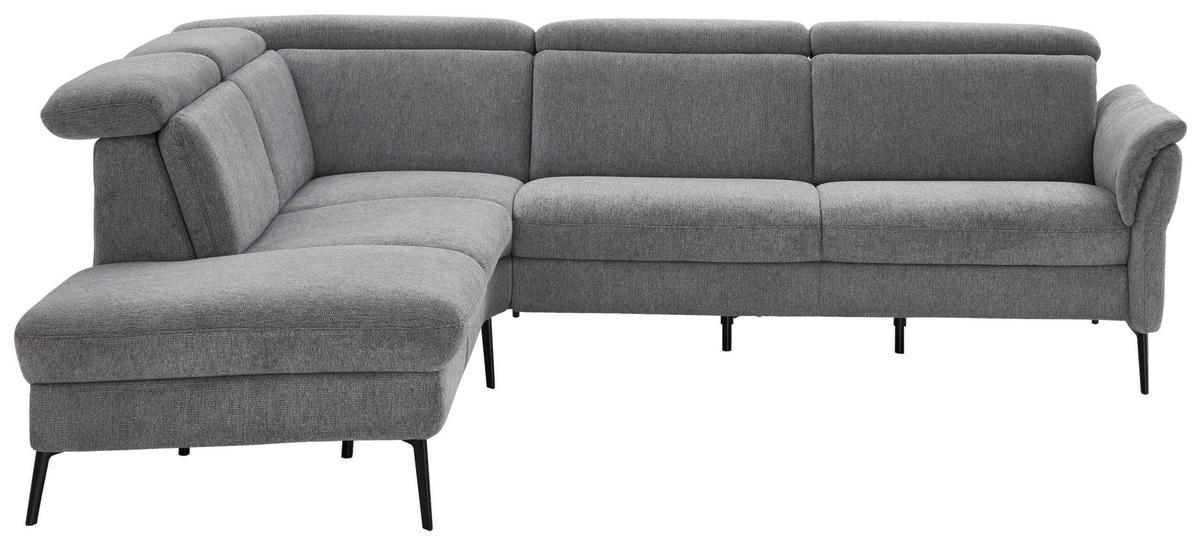 ECKSOFA in Struktur Grau  - Schwarz/Grau, Modern, Textil/Metall (235/275cm) - Cantus