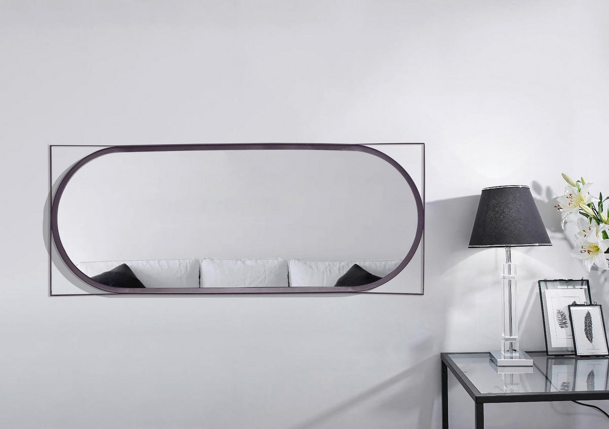 STENSKO OGLEDALO, 37/91/2,5 cm steklo  - črna, Design, kovina/steklo (37/91/2,5cm) - MID.YOU