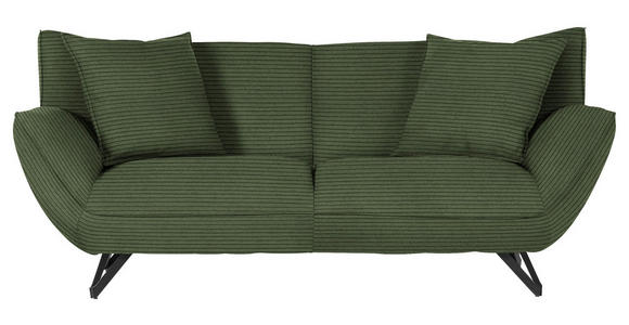 3-SITZER-SOFA in Feincord Grün  - Schwarz/Grün, Design, Textil/Metall (203/90/95cm) - Carryhome