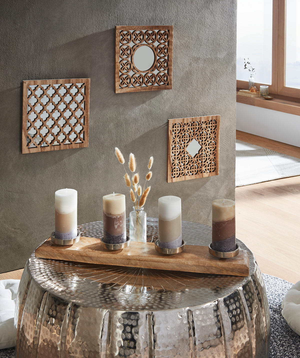 VELIKA SVEČA - siva/bež, Basics, parafin (7/14cm)