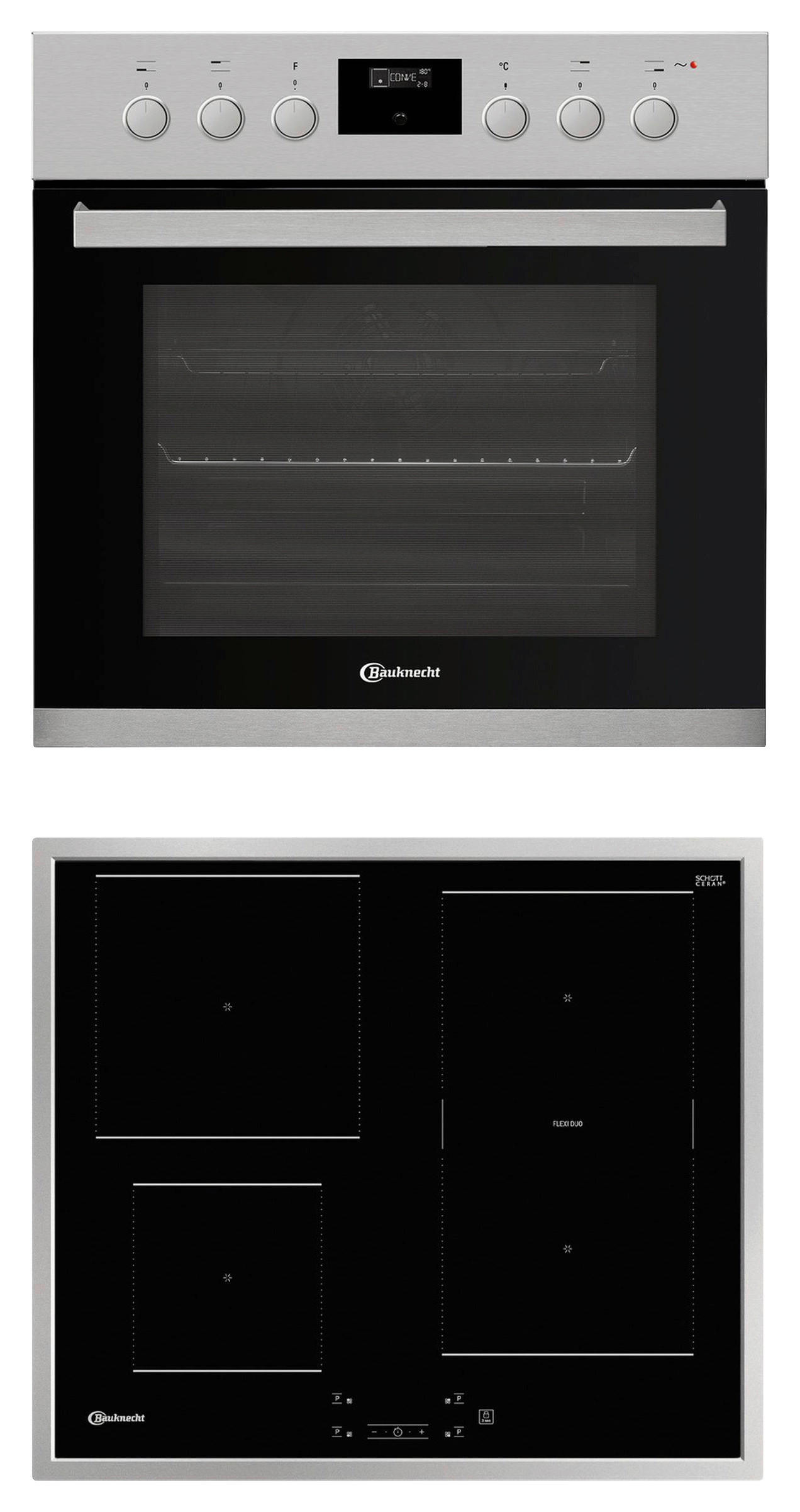 HERDSET HEKO F300  - Edelstahlfarben/Schwarz, Basics, Glas/Metall (59,5/59,5/56,6cm) - Bauknecht