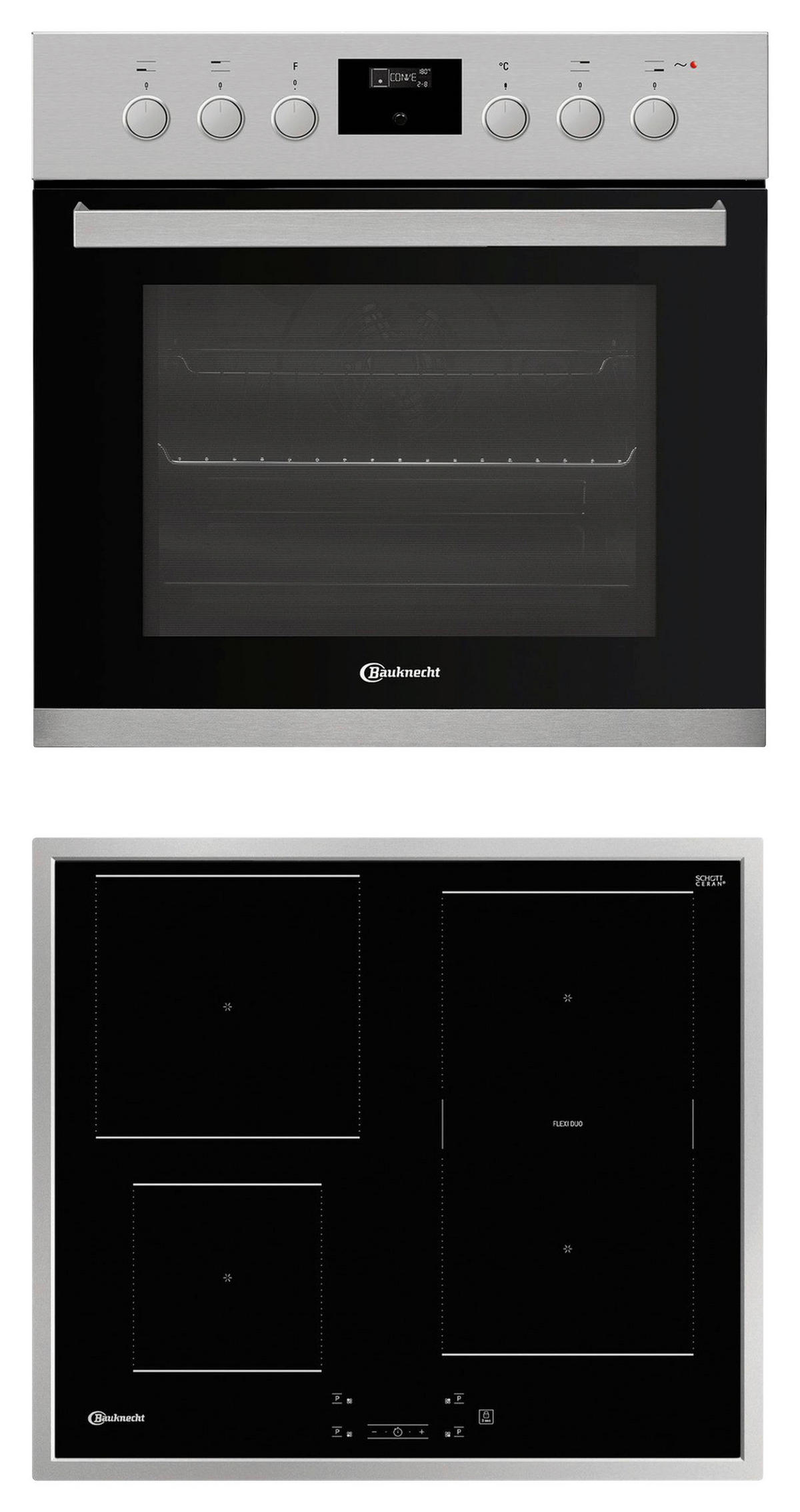 HERDSET HEKO F300  - Edelstahlfarben/Schwarz, Basics, Glas/Metall (59,5/59,5/56,6cm) - Bauknecht