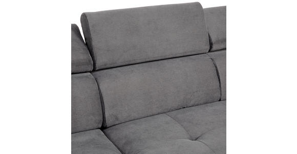 ECKSOFA in Feincord Anthrazit 280/205 cm - Anthrazit/Schwarz, Design, Textil/Metall (280/205cm) - Xora