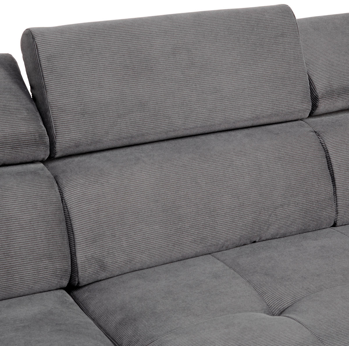 ECKSOFA in Feincord Anthrazit  280/205 cm  - Anthrazit/Schwarz, Design, Textil/Metall (280/205cm) - Xora