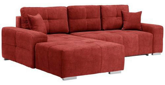 ECKSOFA in Webstoff Rot  - Silberfarben/Rot, Design, Kunststoff/Textil (194/280cm) - Carryhome