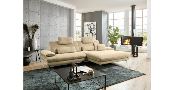 ECKSOFA in Velours Cappuccino 284/184 cm - Schwarz/Cappuccino, Design, Textil/Metall (284/184cm) - Dieter Knoll