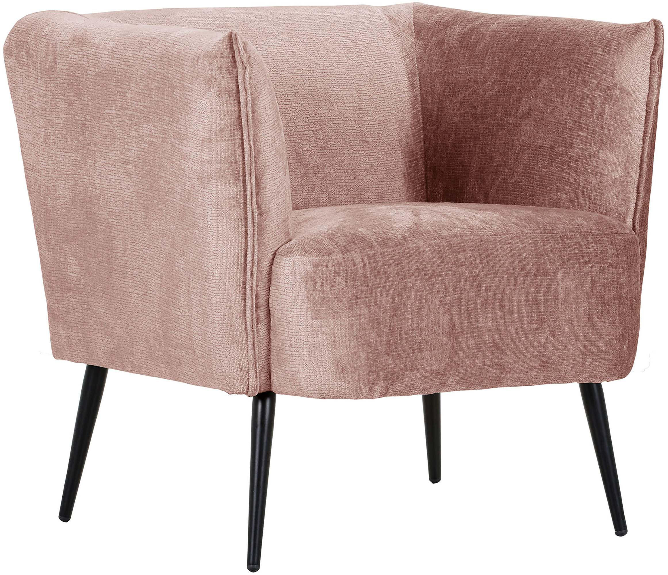 SESSEL in Chenille Altrosa  - Schwarz/Altrosa, Design, Textil/Metall (76/73/76cm) - Landscape