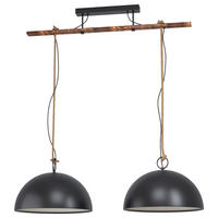 HÄNGELEUCHTE 125/40/110 cm   - Schwarz/Braun, KONVENTIONELL, Holz/Metall (125/40/110cm) - Marama