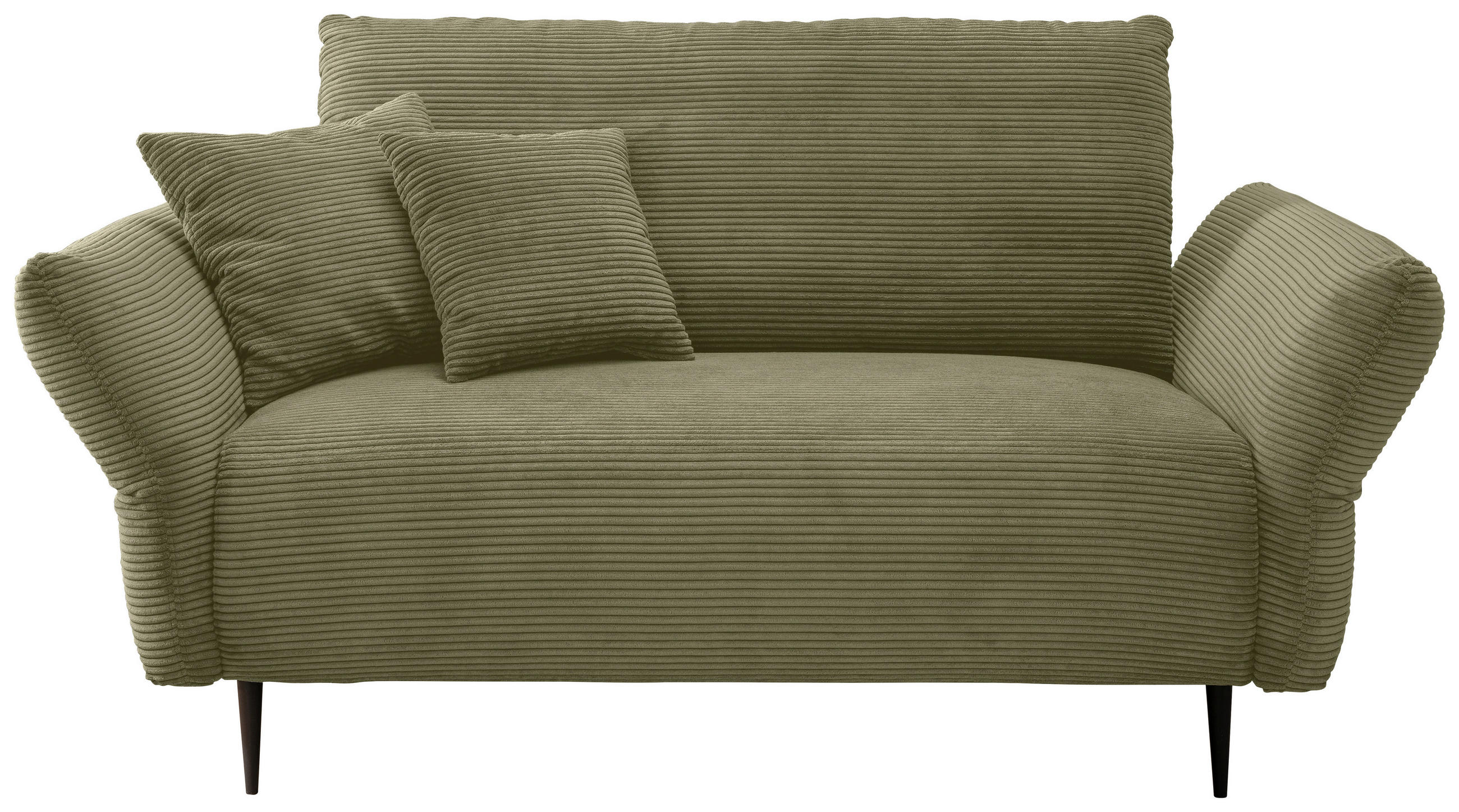 2-SITZER-SOFA Cord Olivgrün  - Schwarz/Olivgrün, Design, Textil/Metall (163/97/102cm) - Livetastic