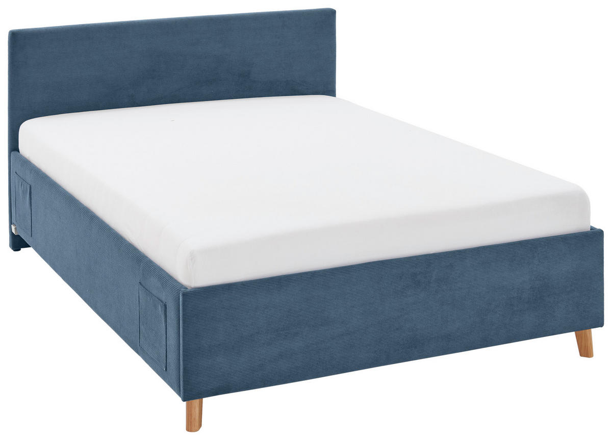 POLSTERBETT Cool 140/200 cm  in Blau  - Blau/Eichefarben, KONVENTIONELL, Holz/Textil (140/200cm) - Stylife