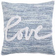 KISSENHÜLLE LOVE 45/45 cm  - Blau/Creme, Textil (45/45cm) - Novel