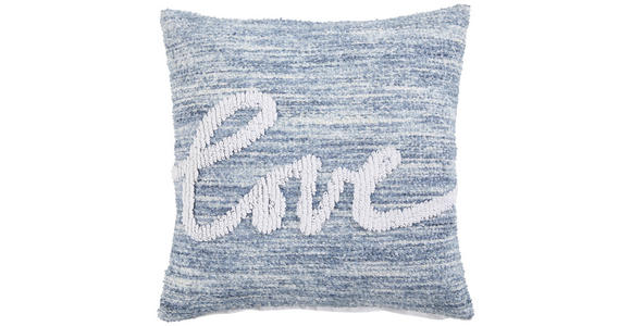KISSENHÜLLE LOVE 45/45 cm  - Blau/Creme, Textil (45/45cm) - Novel