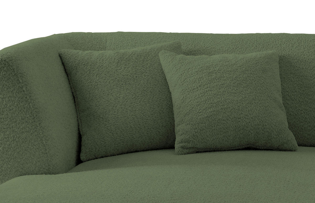 ECKSOFA in Bouclé Dunkelgrün  - Dunkelgrün/Schwarz, Modern, Holz/Textil (160/264cm) - MID.YOU