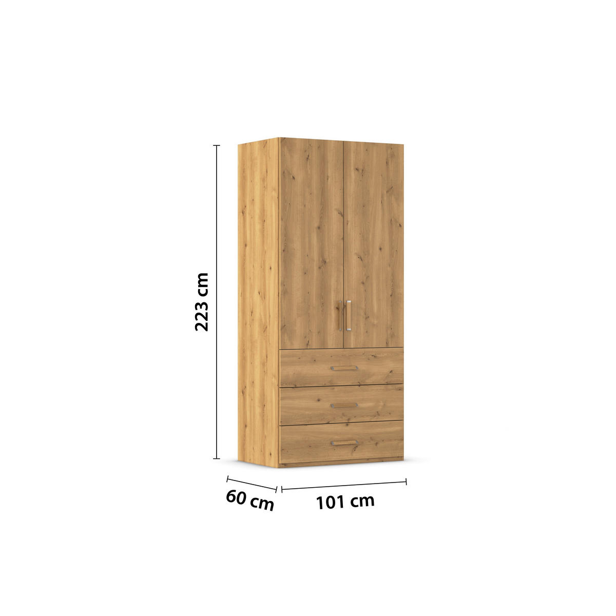 DREHTÜRENSCHRANK 101/223/60 cm 2-türig Eichefarben  - Eichefarben, Design, Holzwerkstoff/Kunststoff (101/223/60cm) - Novel
