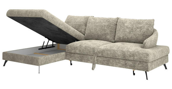 ECKSOFA in Webstoff Hellbraun  - Hellbraun/Schwarz, KONVENTIONELL, Textil/Metall (183/293cm) - Carryhome