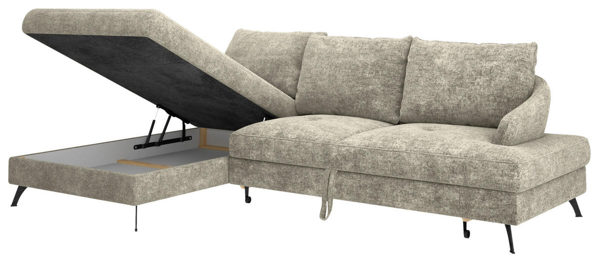 ECKSOFA in Webstoff Hellbraun  - Hellbraun/Schwarz, KONVENTIONELL, Textil/Metall (183/293cm) - Carryhome