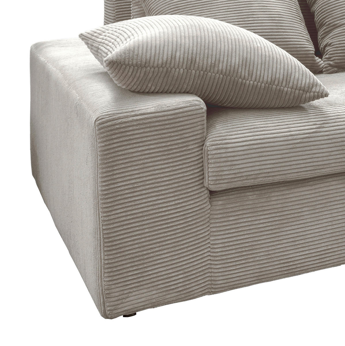 ECKSOFA in Cord Silberfarben  - Silberfarben/Schwarz, Modern, Kunststoff/Textil (278/200cm) - Livetastic