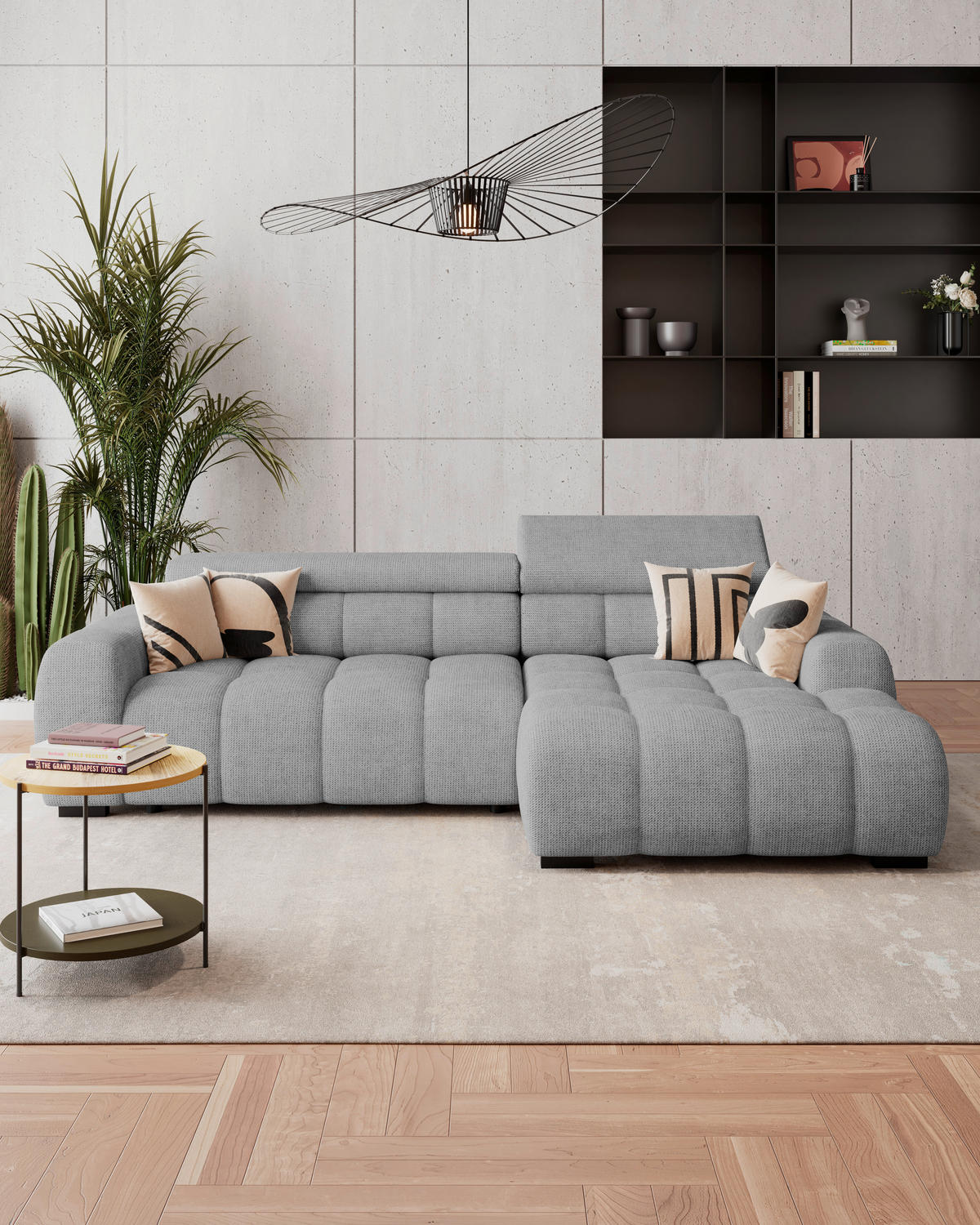 HÖRNSOFFA i vävt tyg grå  - grå/svart, Trend, textil/plast (285/168cm) - Livetastic