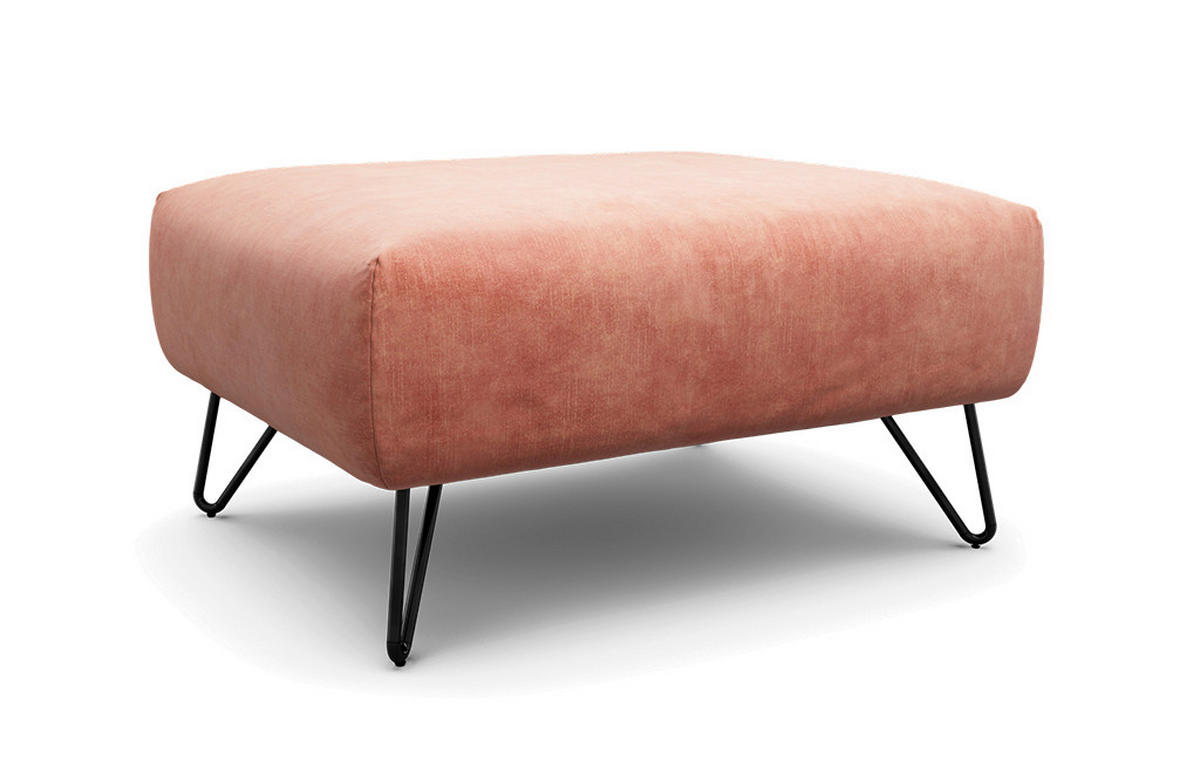 HOCKER Samt Rosa  - Schwarz/Rosa, Design, Textil/Metall (90/70/46cm) - SENSOO