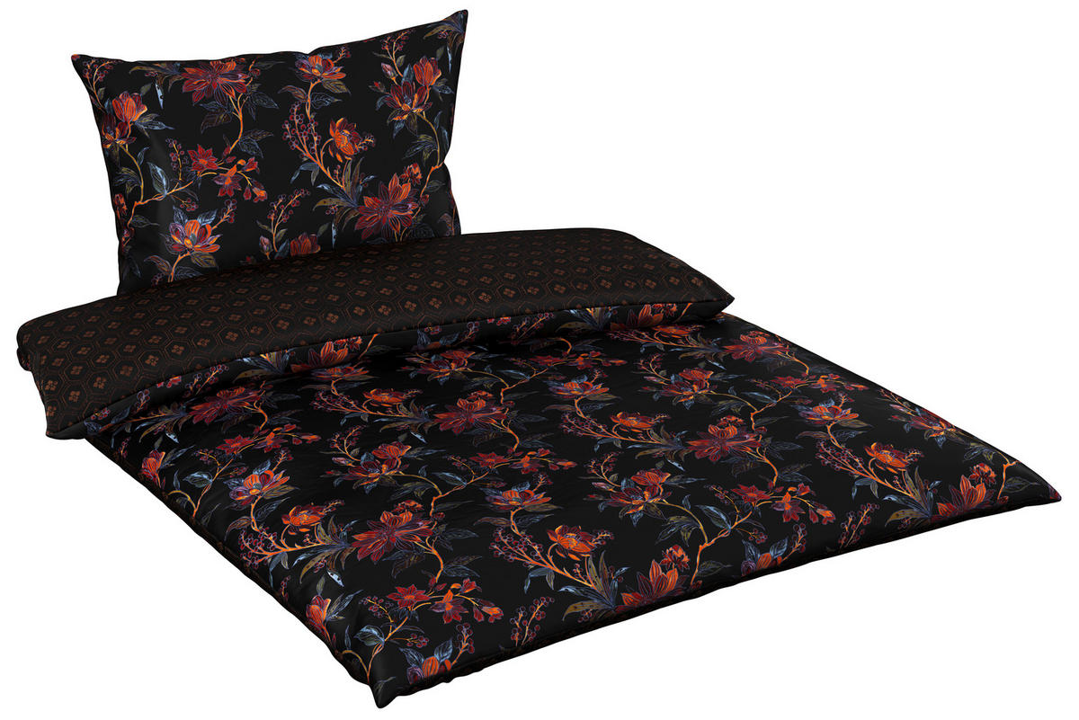 OBOJESTRANSKA POSTELJNINA GEMMA 140/200 cm saten črna  - črna, Konvencionalno, tekstil (140/200cm) - Esposa