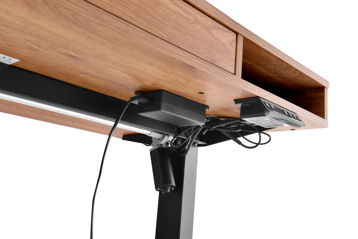 SCHREIBTISCH 120/60/72-110 cm  in Schwarz, Eichefarben  - Eichefarben/Schwarz, MODERN, Holz/Metall (120/60/72-110cm) - MID.YOU